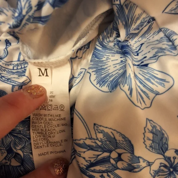 Floral Blue and White Womens Pajamas - Picture 5 of 5